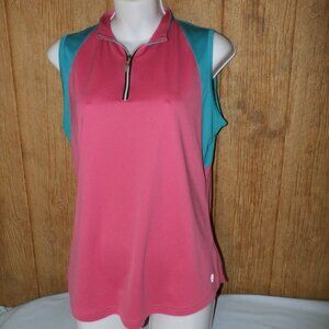 New Bette & Court Womens  Athletic Top Pink, Teal w/  pretty Floral Contrast dow